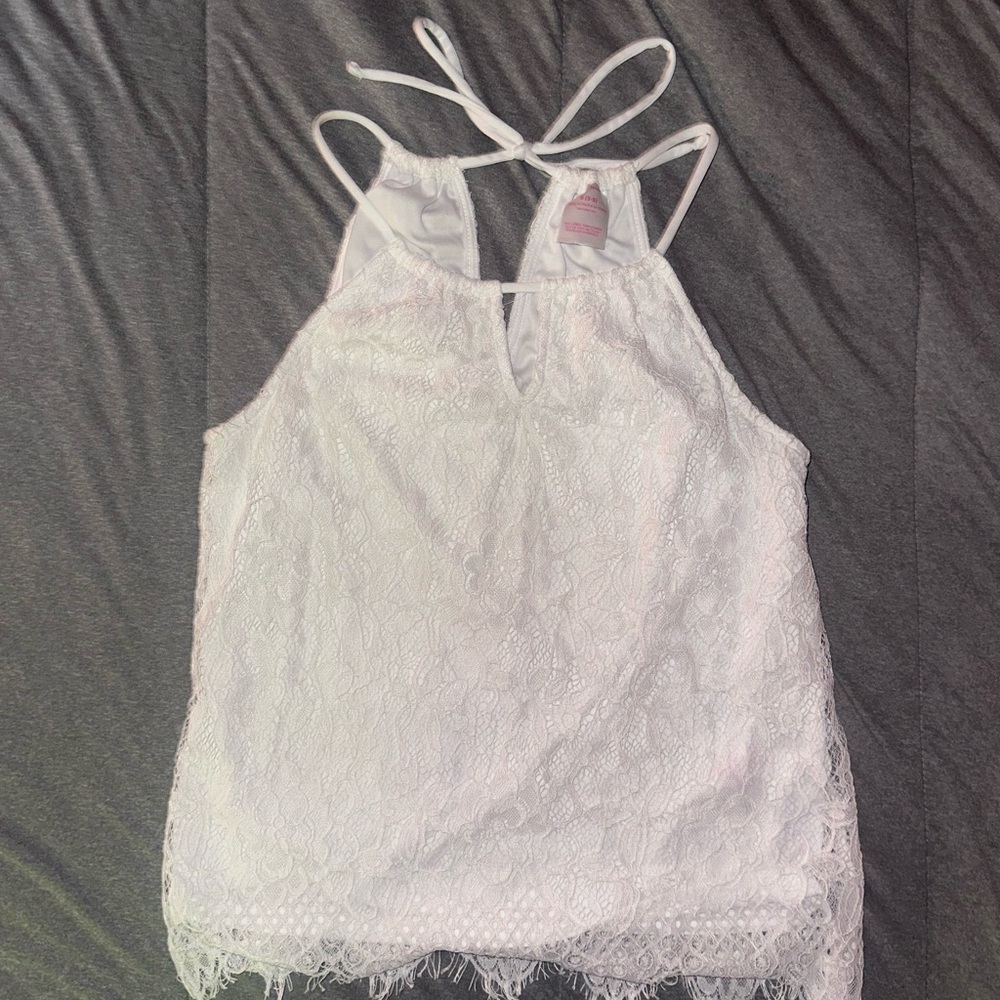 No Boundaries white Sleeveless Tie back Tank Top